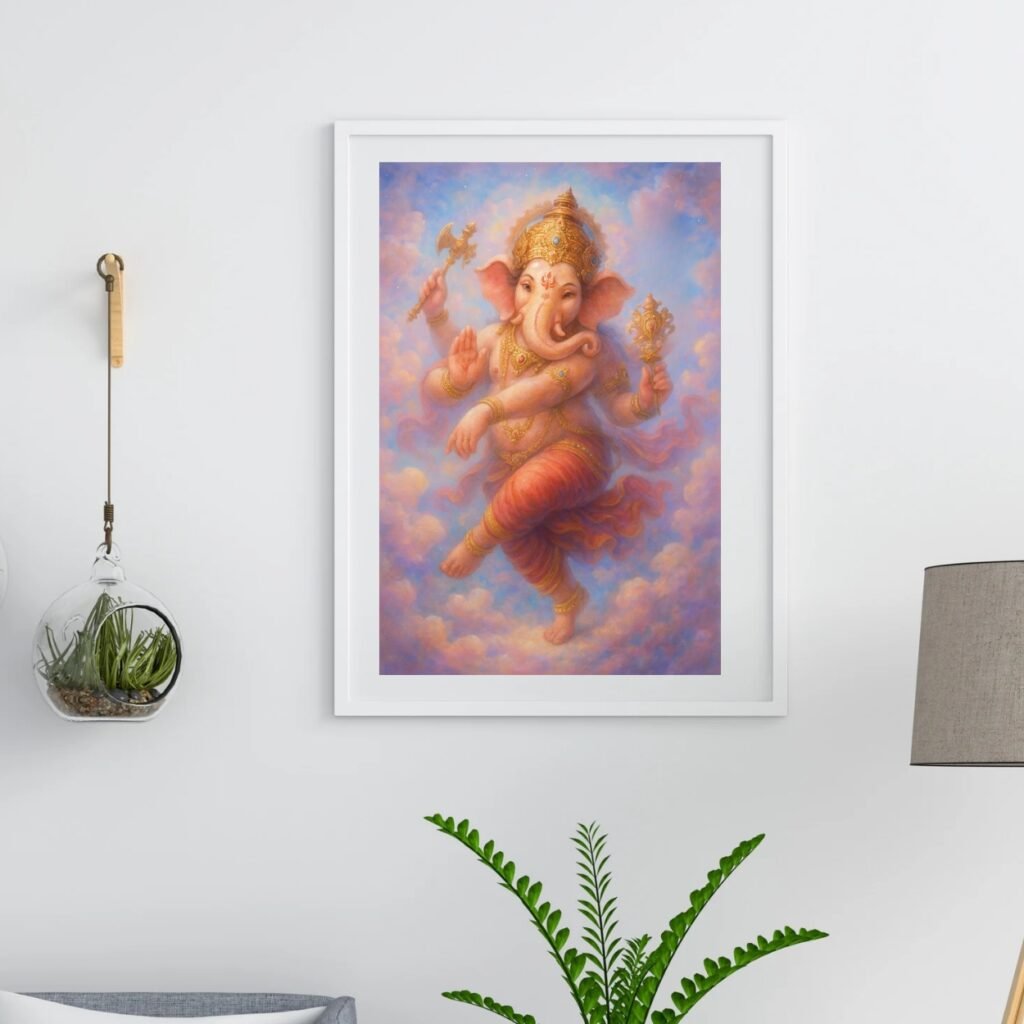 Happie Vibes – Ganesha Painting Dancing Lord Ganesha Wall Art