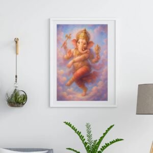 Dancing Lord Ganesha Painting Wall Art – Hindu God of Wisdom | Spiritual Home Decor Canvas Print / Art Print