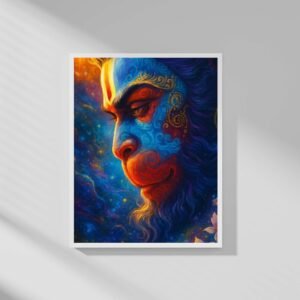 Majestic Hanuman Close-Up Face Art Print | Divine Strength & Devotion | Canvas Roll, Stretched & Framed Options
