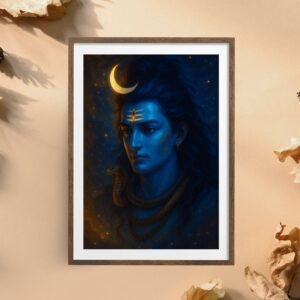 Lord Shiva Close-Up Painting – Hindu God Wall Art for Home | Spiritual Decor | Canvas Roll, Stretched Canvas, Framed Print
