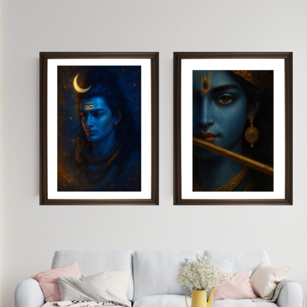 lord shiva and lord krishna painting -happie vibes