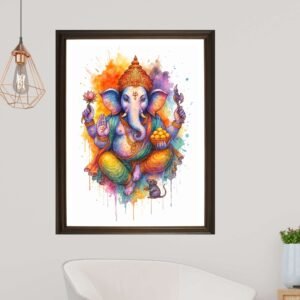Happie Vibes – Watercolor Ganesha Painting Vibrant Spiritual Artwork