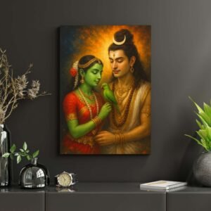 Happie Vibes shiva parvati canvas painting divine wall art