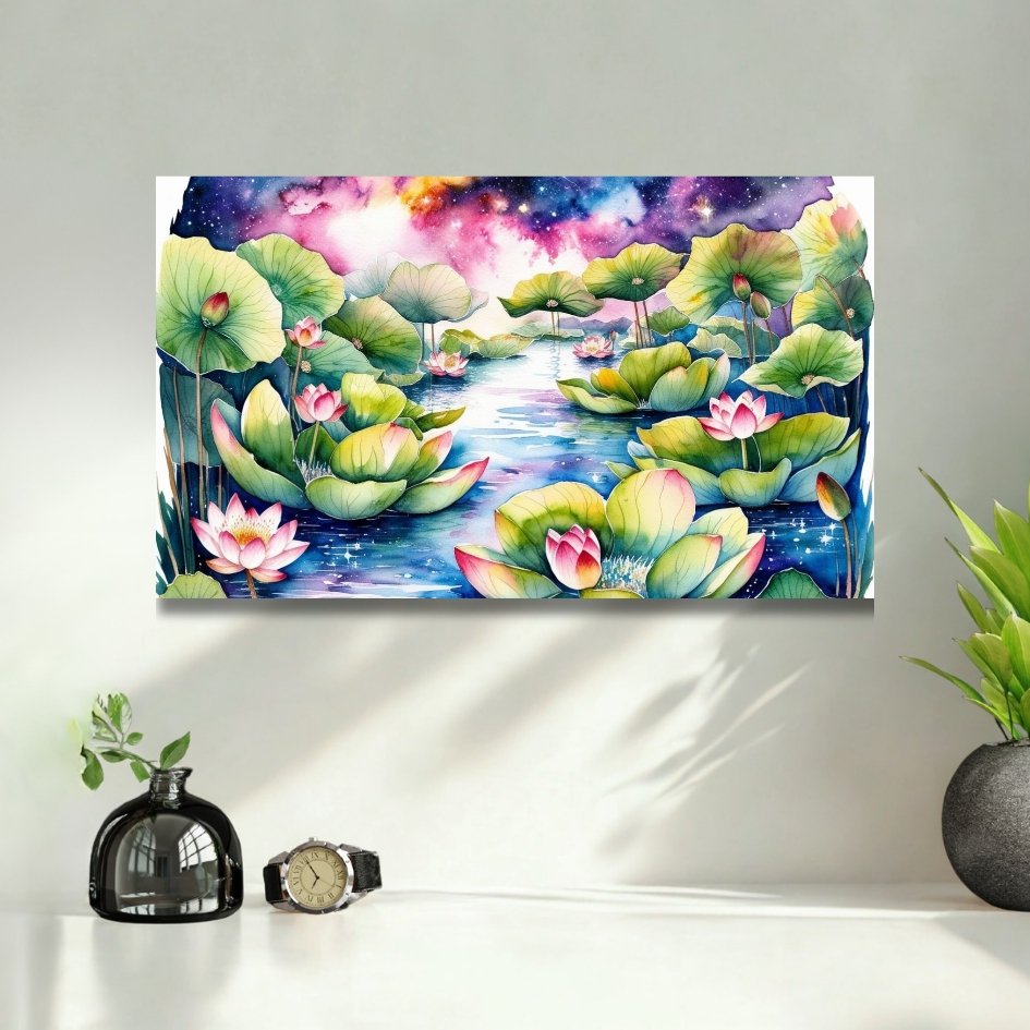 celestial lotus pond painting -happie vibes