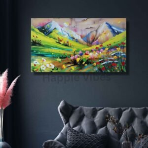 Happie Vibes Blooming Valley Floral Landscape Painting for Living Room