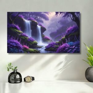 Enchanted Waterfall Forest – A4 Watercolor Nature Artwork | Mystical Landscape Wall Decor vastu painting