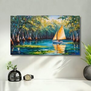 Mangrove Forest – Watercolor Nature Painting with Sailboat