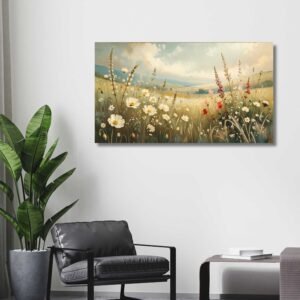 Happie Vibes wildflower canvas print floral wall decor nature painting