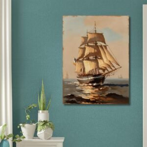 watercolor painting of vintage sailing ship – Happie Vibes wall art
