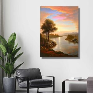 Glowing River Landscape Wall Decor Painting HAPPIE VIBES