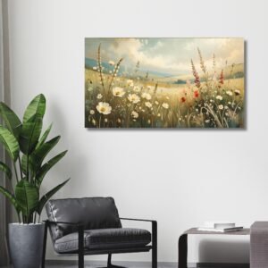 Happie Vibes wildflower canvas print floral wall decor nature painting