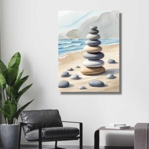 Beach zen stone wall art for peaceful interiors-happie vibes