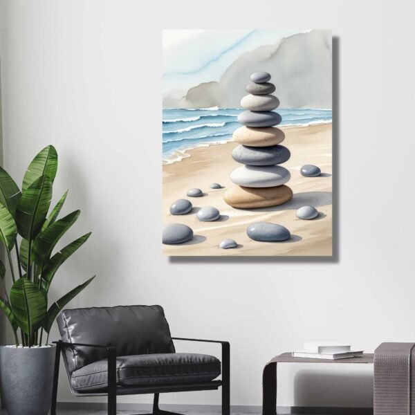 Beach zen stone wall art for peaceful interiors-happie vibes