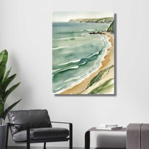 coastal beach watercolor painting wall decor Happie Vibes