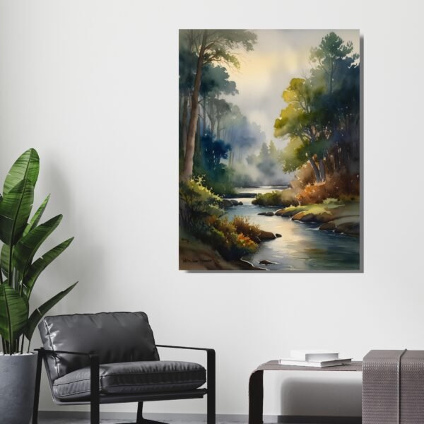 Happie Vibes river landscape watercolor wall art painting