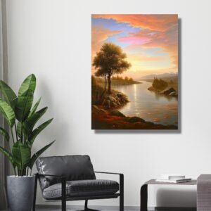 Glowing River Landscape Wall Decor Painting HAPPIE VIBES