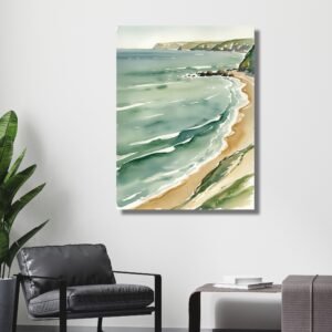 coastal beach watercolor painting wall decor Happie Vibes