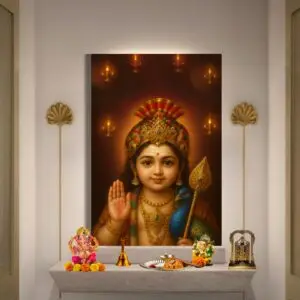 Bala Murugan canvas painting artwork by Happie Vibes – Hindu God wall decor