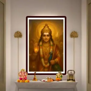lord murugan canvas painting by Happie Vibes glowing art for pooja room wall decor