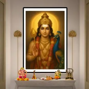 murugan canvas painting artwork by Happie Vibes for pooja room wall decor
