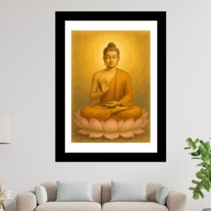 Happie Vibes – Buddha Painting Golden Meditating Spiritual Artwork