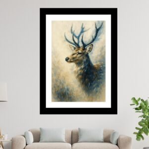 Majestic Silence of the Stag – Happie Vibes abstract animal wall decor canvas painting