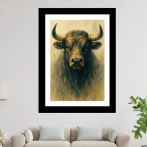 bull canvas painting – Happie Vibes powerful wildlife wall art