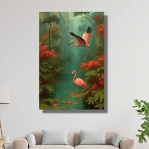 Flamingo Bird Painting for Home Décor, Elegance and Positivity