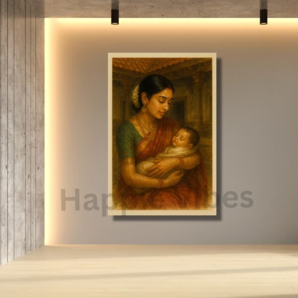 Sacred Bond Mother and Child Indian Traditional Art – Happie Vibes canvas print wall decor