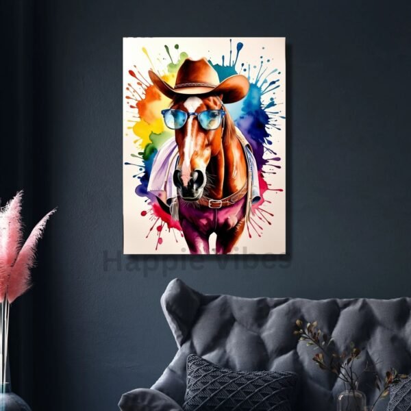 Horse watercolor canvas painting wall decor – Happie Vibes