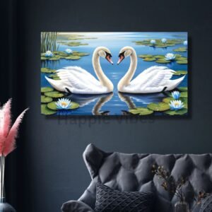 Swans canvas painting wall decor by Happie Vibes