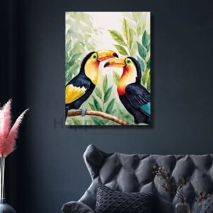 toucan bird painting watercolor canvas print wall decor Happie Vibes
