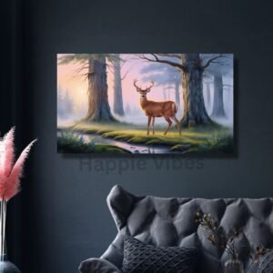 Happie Vibes deer canvas painting wall decor