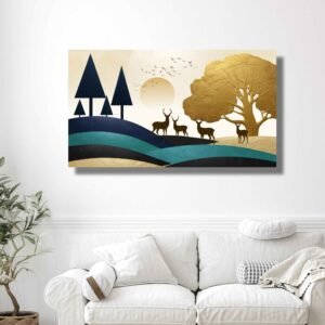 Happie Vibes abstract deer canvas painting modern nature wall art
