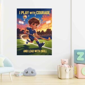 Happie Vibes hockey affirmation wall art kids motivational sports canvas painting
