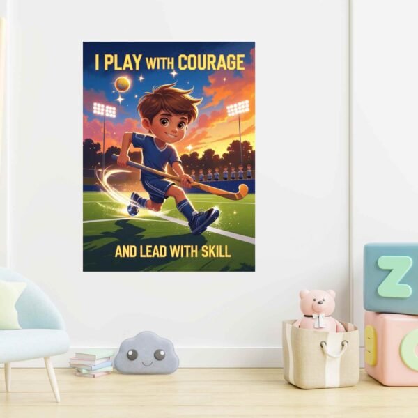 Happie Vibes hockey affirmation wall art kids motivational sports canvas painting