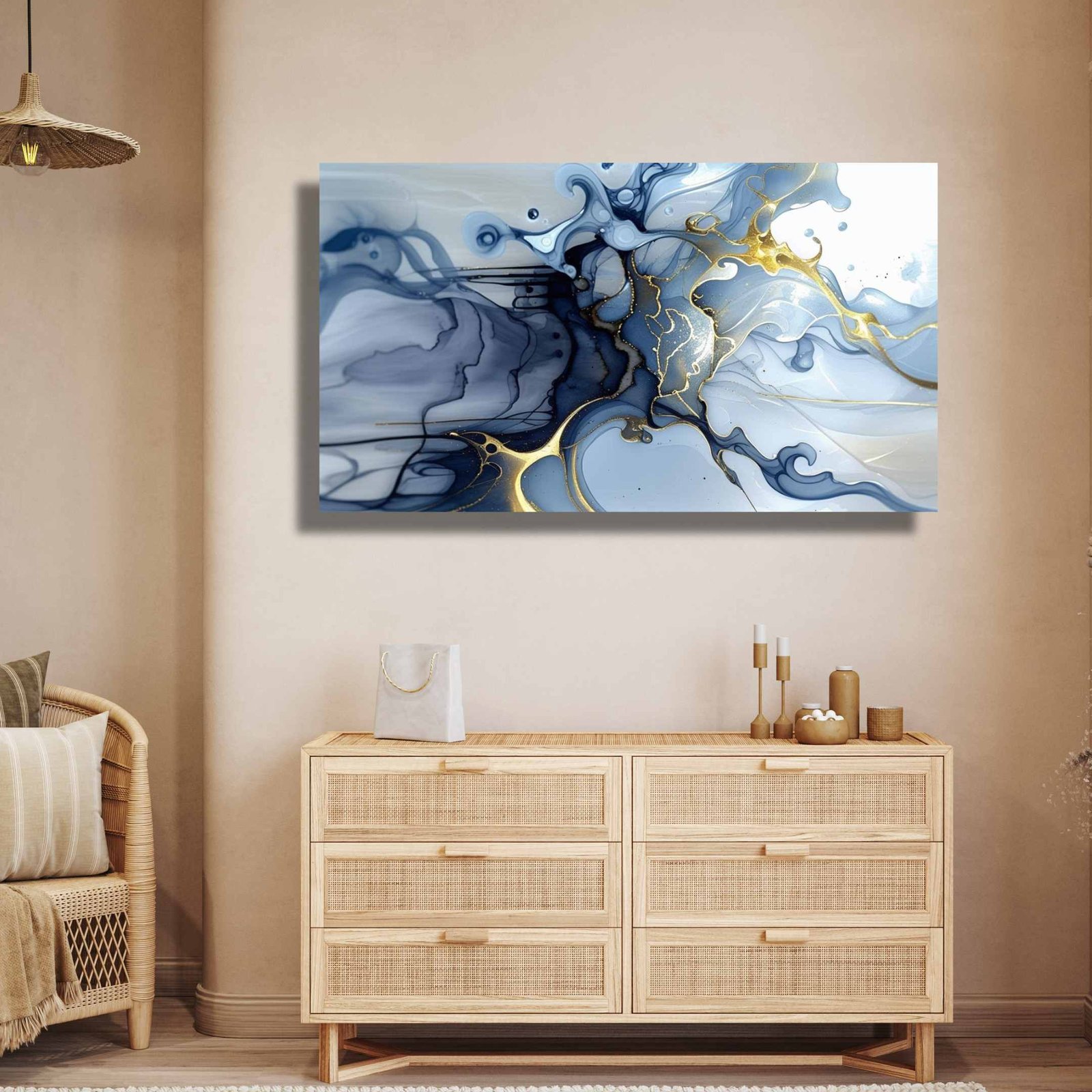 Happie Vibes abstract fluid canvas painting wall decor