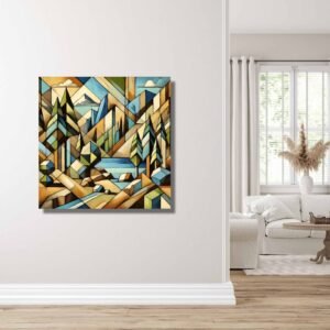 Happie Vibes geometric landscape canvas painting modern wall art