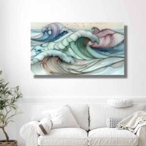 Happie Vibes ocean waves canvas painting wall decor