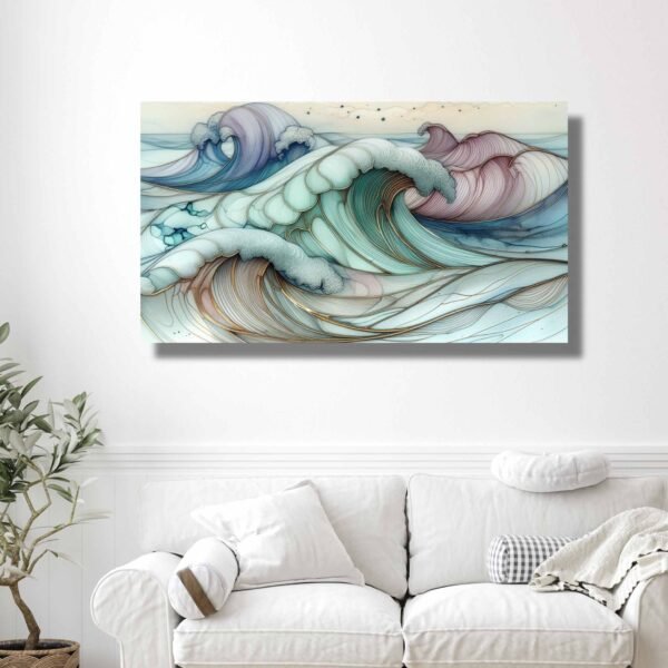 Happie Vibes ocean waves canvas painting wall decor