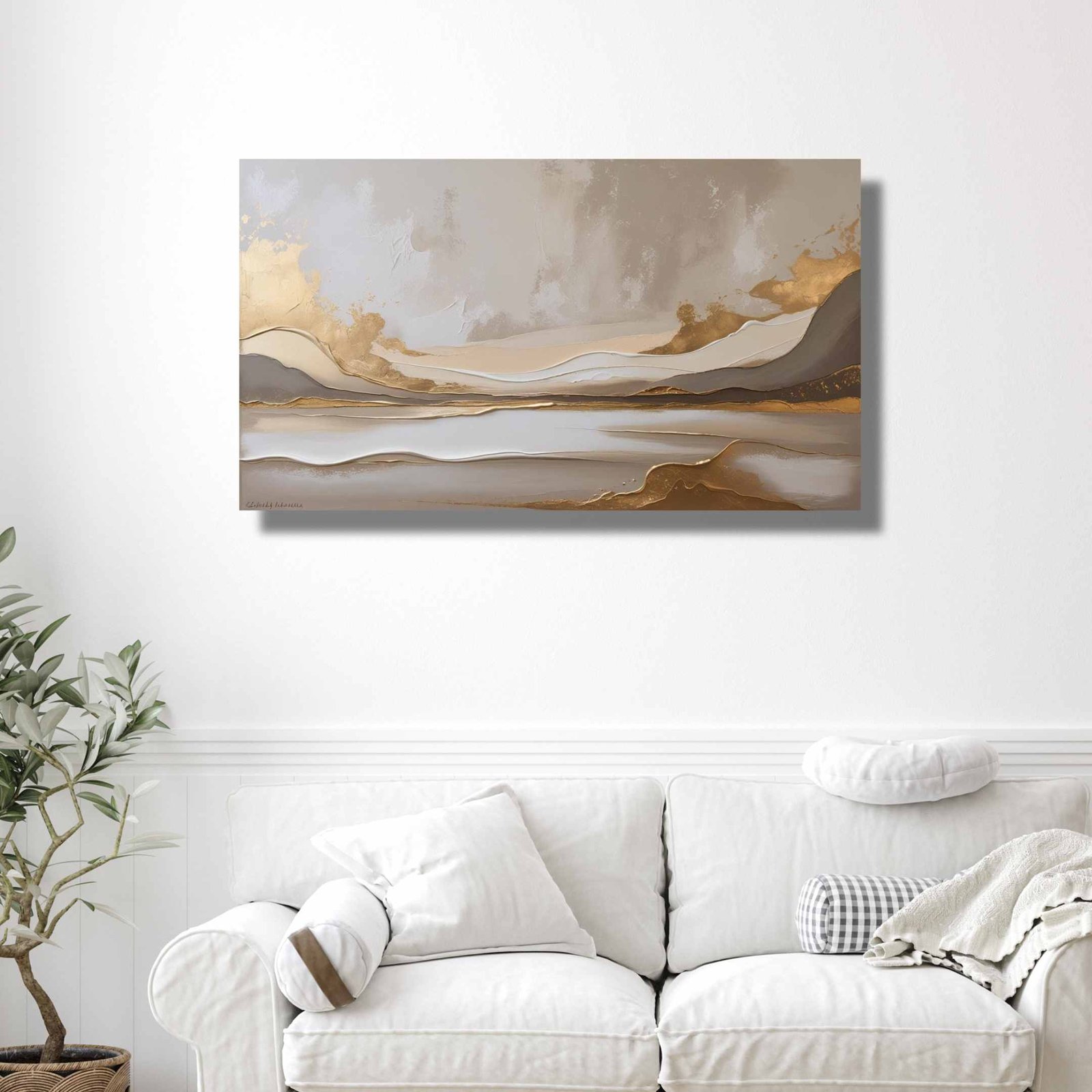 Happie Vibes abstract landscape canvas painting wall decor