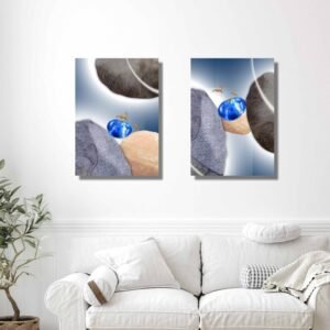 Happie Vibes golden deer abstract canvas painting modern wall art set