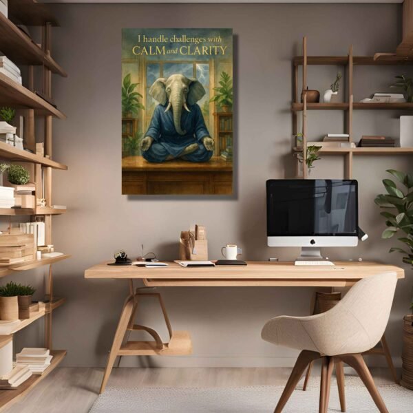 Happie Vibes elephant motivational canvas painting calming wall decor