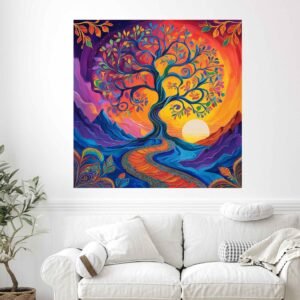 Happie Vibes tree of life canvas painting spiritual wall art for home decor