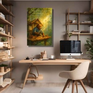 The Gentle Bear of Impact – Efforts that Last -motivational bear canvas painting – wall decor