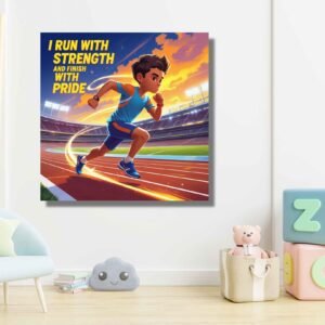 Running affirmation wall art – Happie Vibes motivational sports canvas print