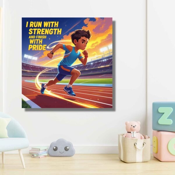 Running affirmation wall art – Happie Vibes motivational sports canvas print