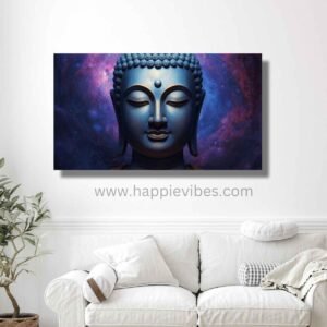 Happie Vibes Universal Focus – Cosmic Buddha Face Art – Deep Meditation Spiritual Decor Print