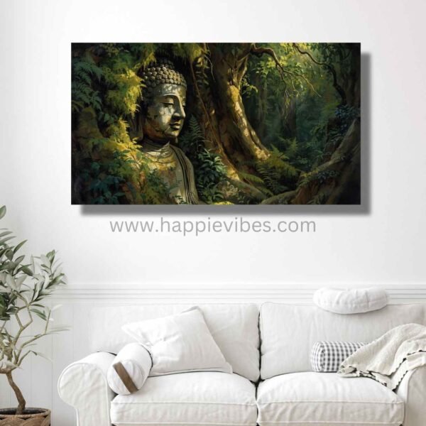 Happie Vibes Forest Enlightenment – Buddha Nature Art – Serene Forest Zen Home Decor Print