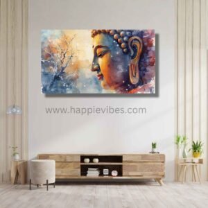Happie Vibes Winter Solace – Abstract Buddha Wall Art – Winter Spiritual Home Decor Print